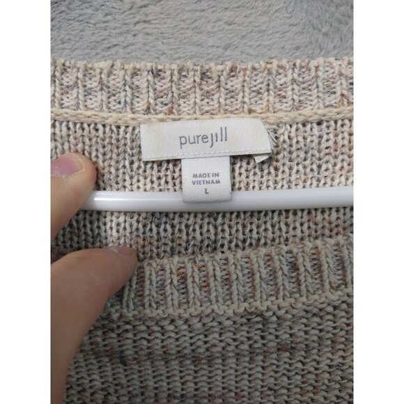 Pure J Jill Sweater Womens Large Beige Linen Blend Pullover Short Sleeve Sheer - Picture 5 of 8
